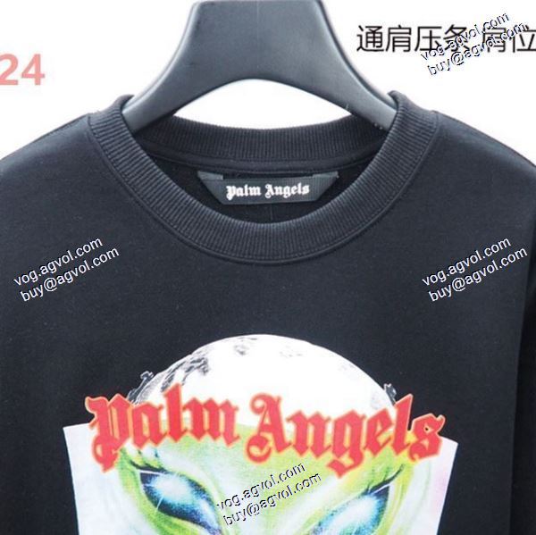 大人キレイに仕立てる パーム エンジェルス Palm Angels コピーブランド 2020秋冬 プルオーバーパーカー 2色可選 エイリアン柄丸首カジュアル男女長袖Tシャツカーディガン